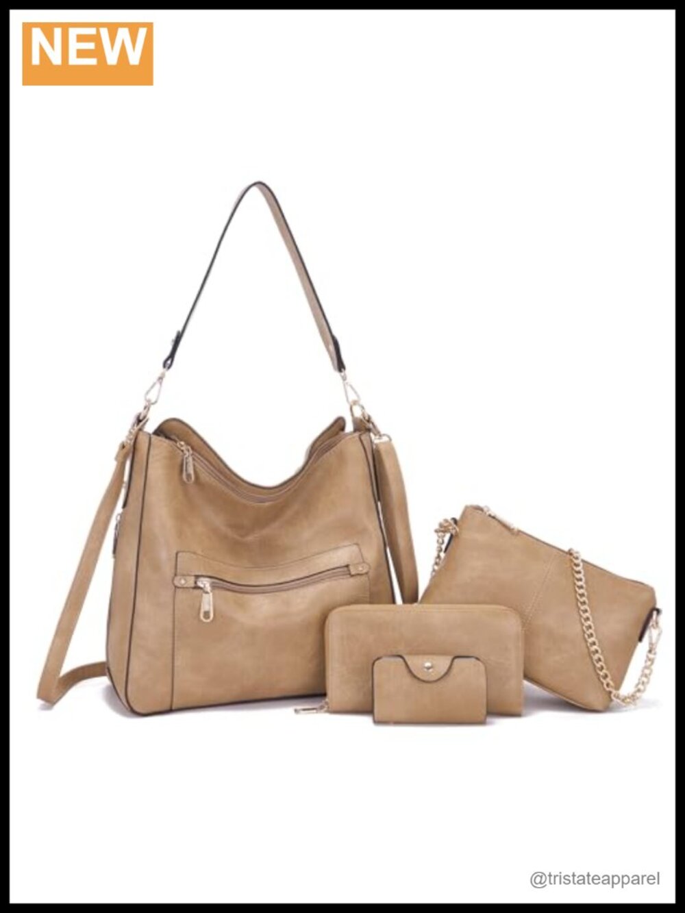 Spacious Soft PU Leather Hobo Bag Crossbody Shoulder Purse Wallet Set 4pcs